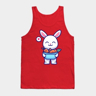 Cute Rabbit Bring Carrots In Bucket Cartoon Tank Top